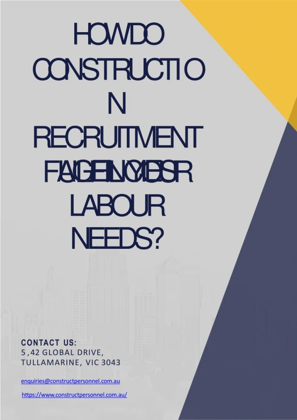 How Do Construction Recruitment Agencies Fulfil Your Labour Needs?