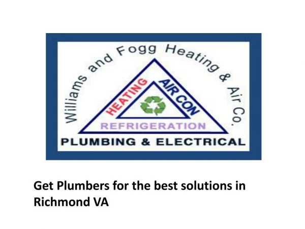 Get the best solutions for HVAC with Richmond VA plumbers