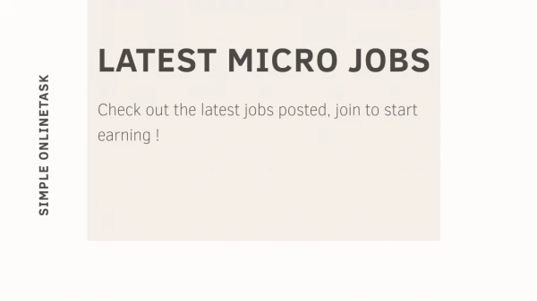 Latest Micro Jobs simple - OnlineTask