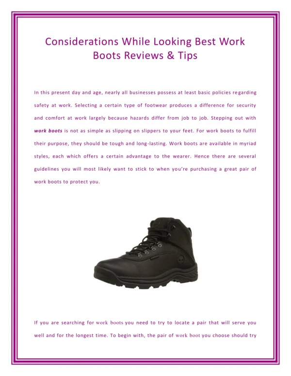 Considerations While Looking Best Work Boots Reviews & Tips