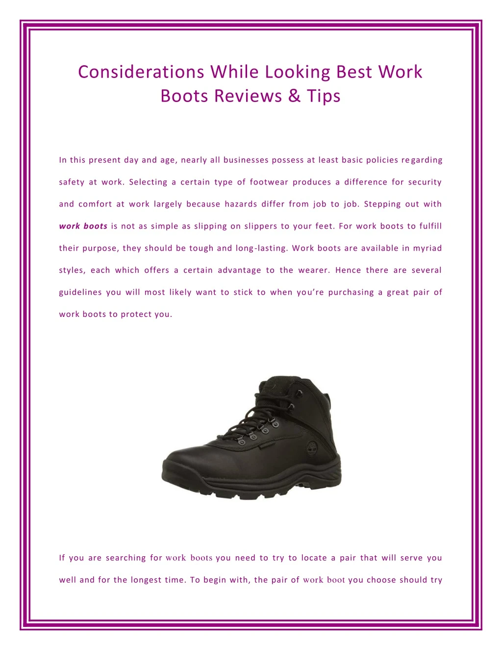 considerations while looking best work boots