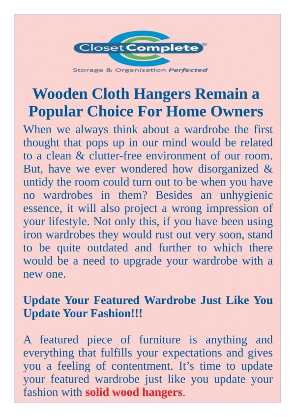 Wooden Cloth Hangers Remain a Popular Choice For Home Owners