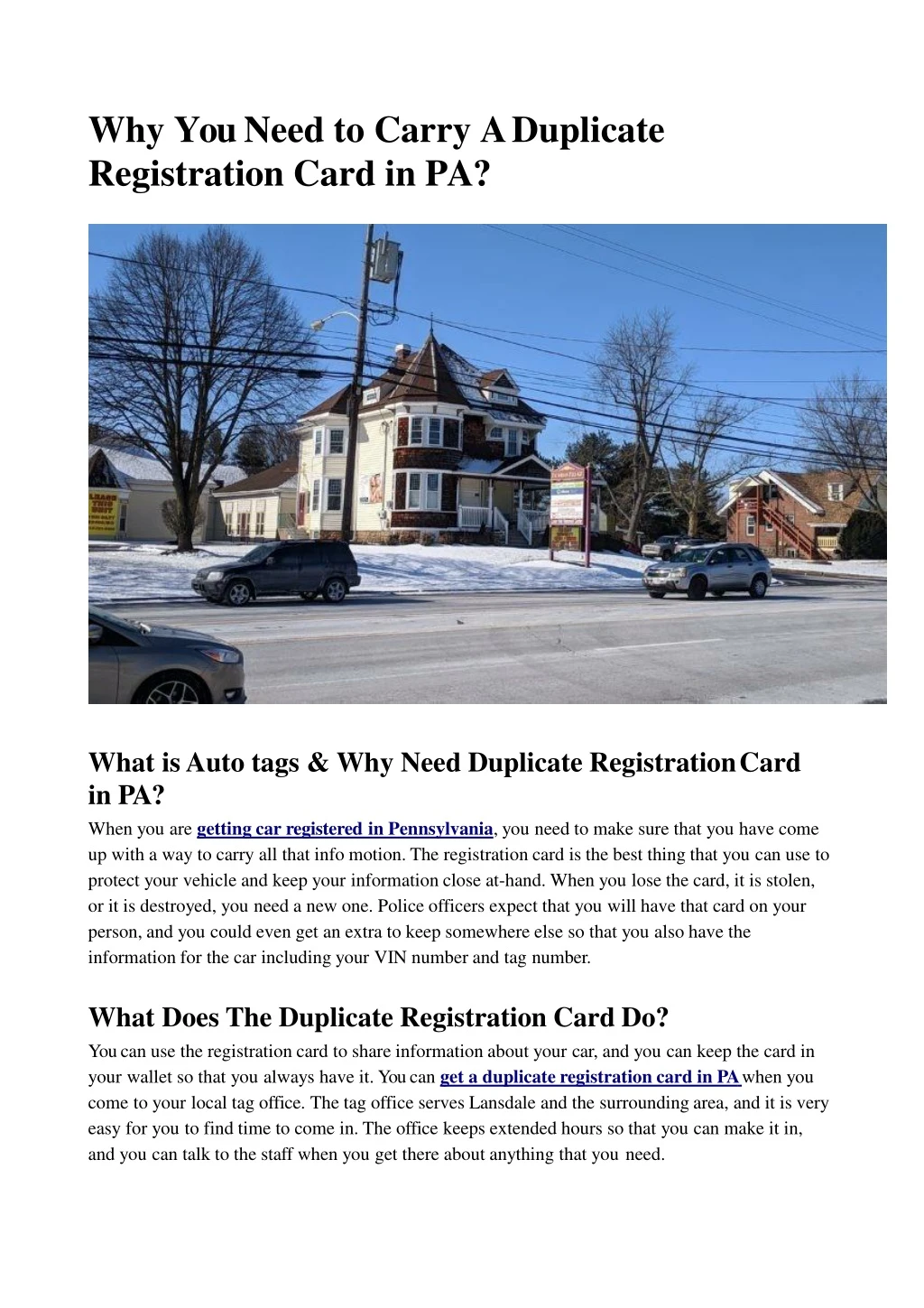 why you need to carry a duplicate registration card in pa