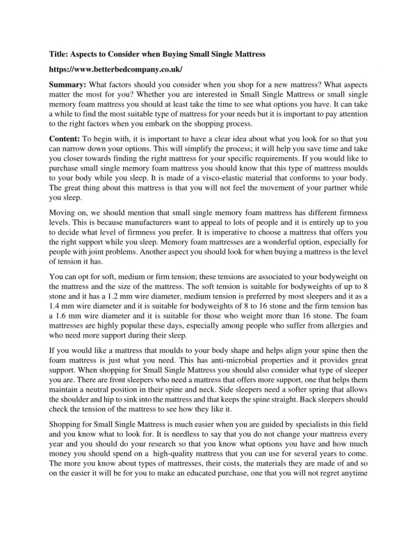title aspects to consider when buying small