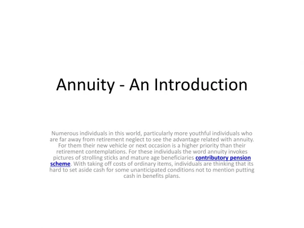 Annuity - An Introduction