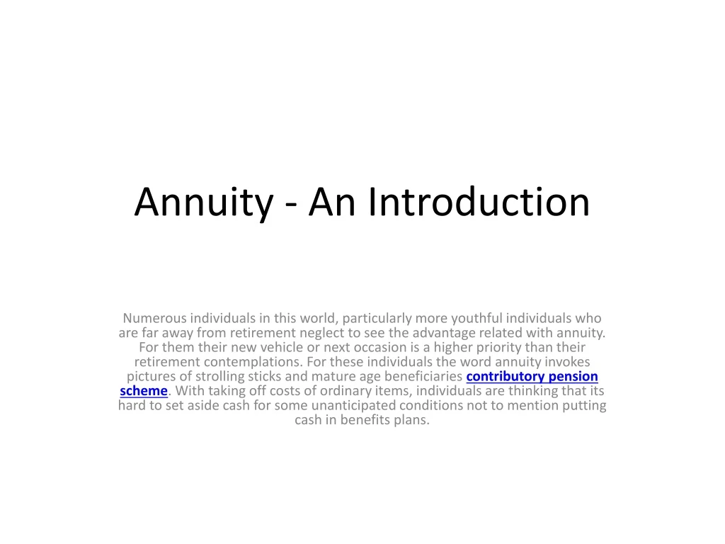 annuity an introduction