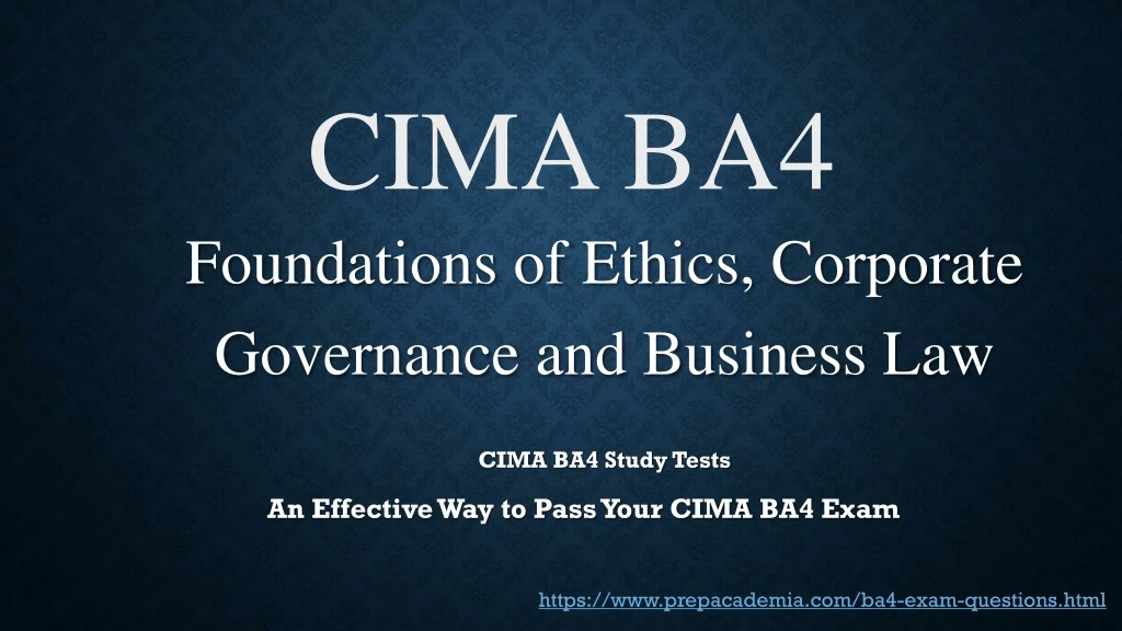 cima ba4 foundations of ethics corporate