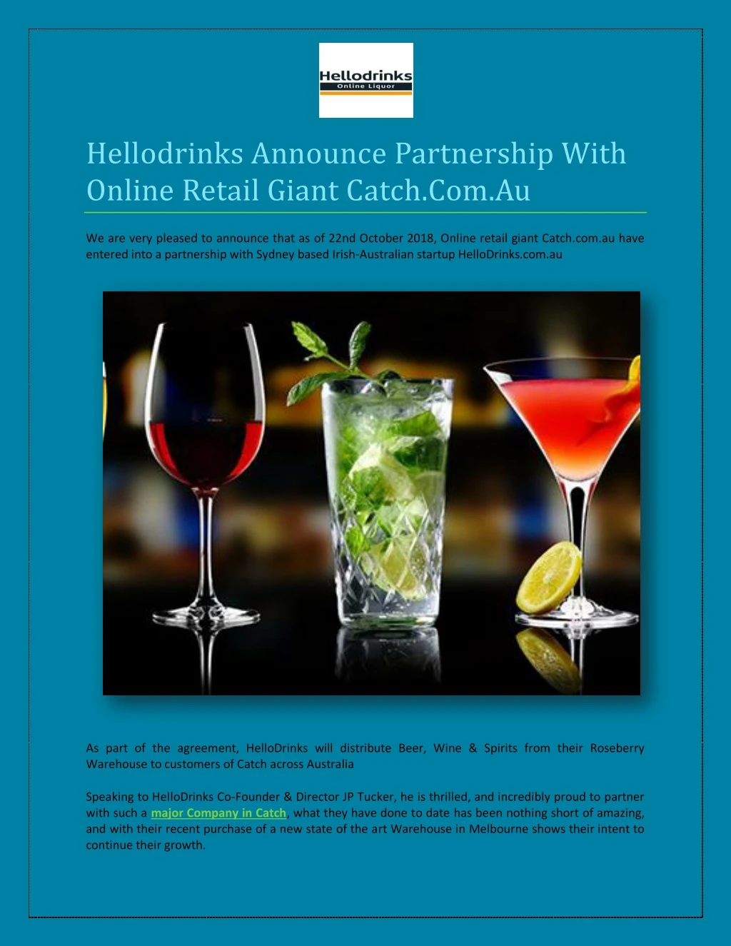 hellodrinks announce partnership with online