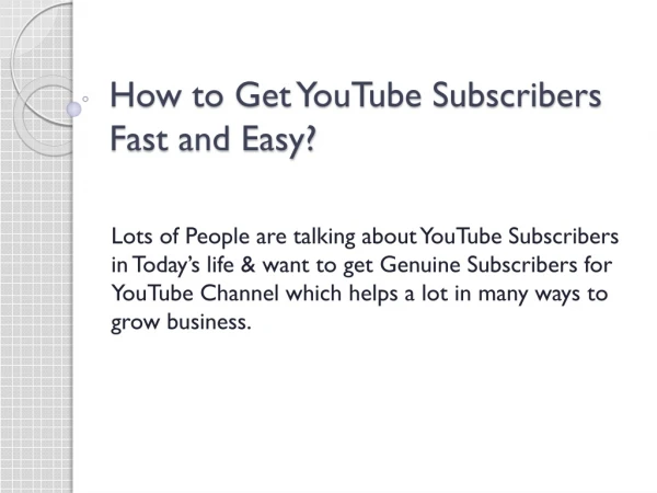 How to Get YouTube Subscribers Fast and Easy?