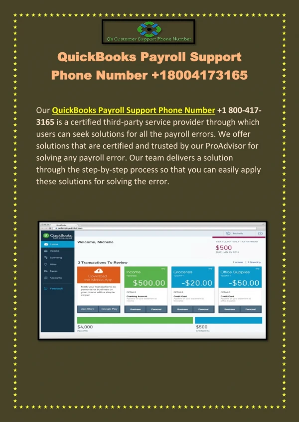 QuickBooks Payroll Support Phone Number 1 800-417-3165