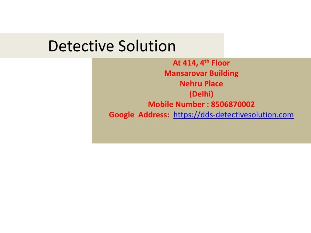 detective solution