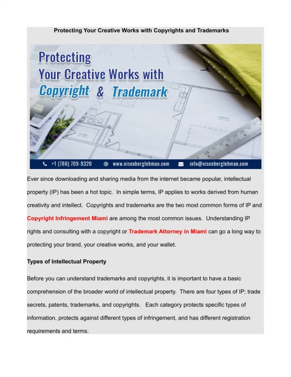 Protecting Your Creative Works with Copyrights and Trademarks