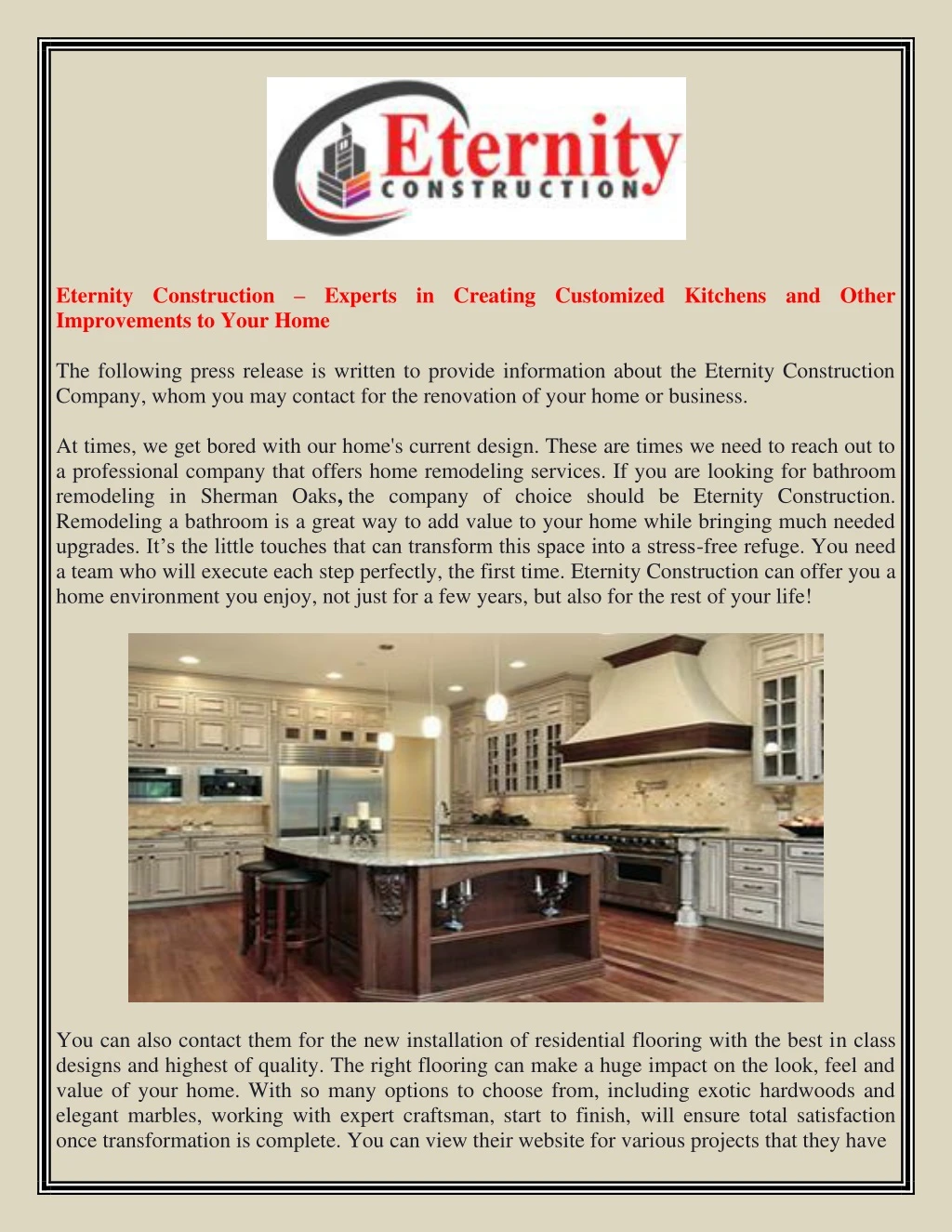 eternity construction experts in creating