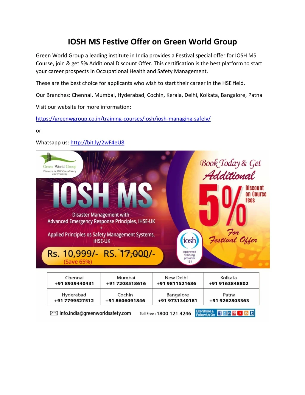 iosh ms festive offer on green world group