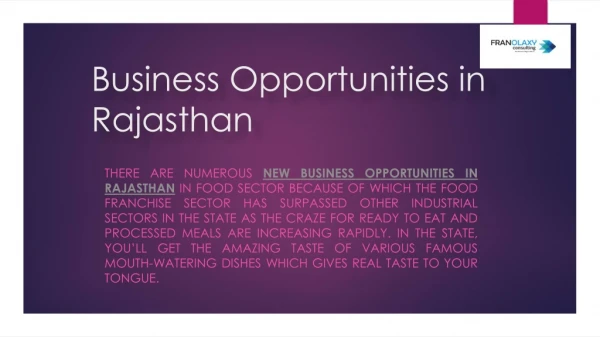 Best Business and Franchise Opportunity in Rajasthan
