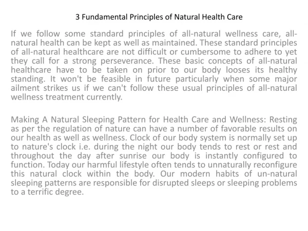 3 Fundamental Principles of Natural Health Care