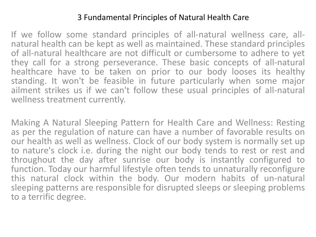 3 fundamental principles of natural health care