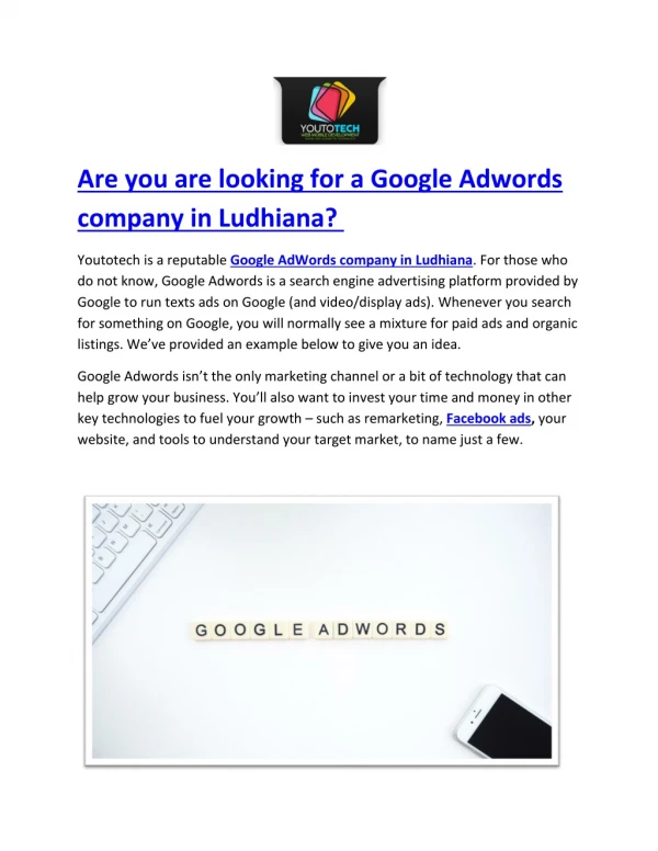 Are you are looking for a Google Adwords company in Ludhiana?