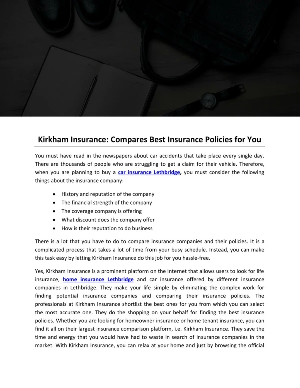 Kirkham Insurance: Compares Best Insurance Policies for You