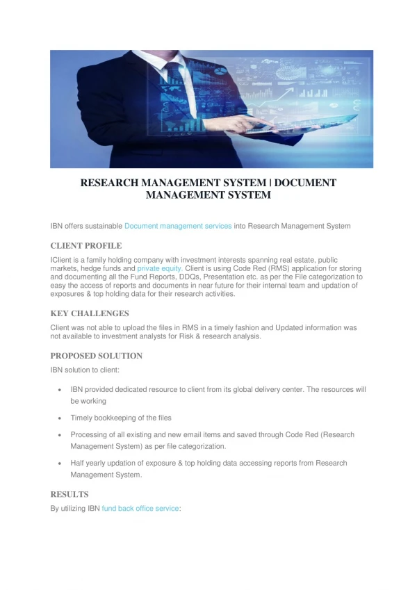 RESEARCH MANAGEMENT SYSTEM | DOCUMENT MANAGEMENT SYSTEM