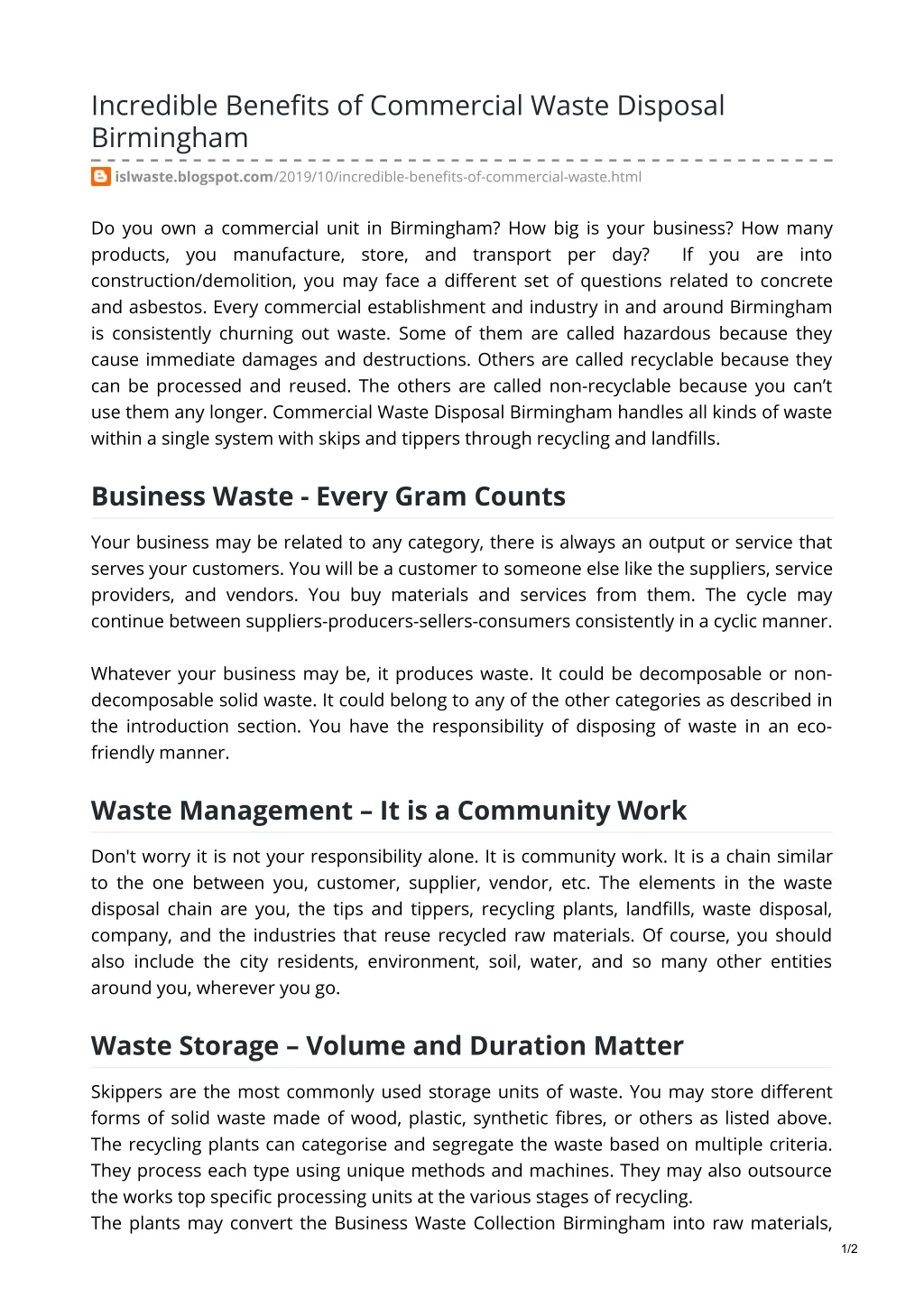 incredible benefits of commercial waste disposal