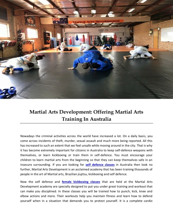 Martial Arts Development: Offering Martial Arts Training In Australia