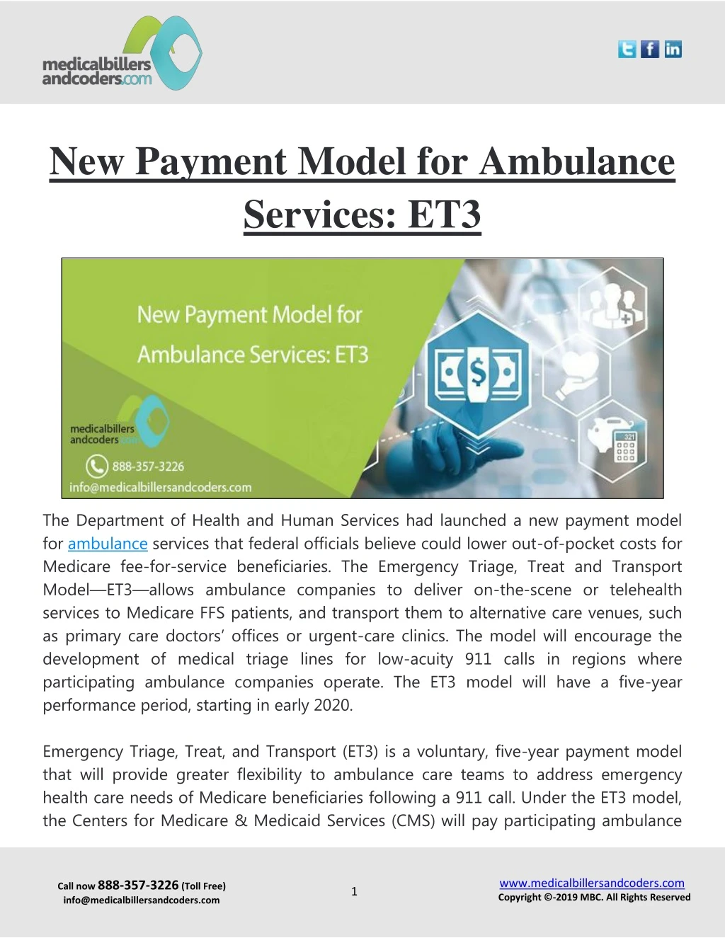 new payment model for ambulance services et3