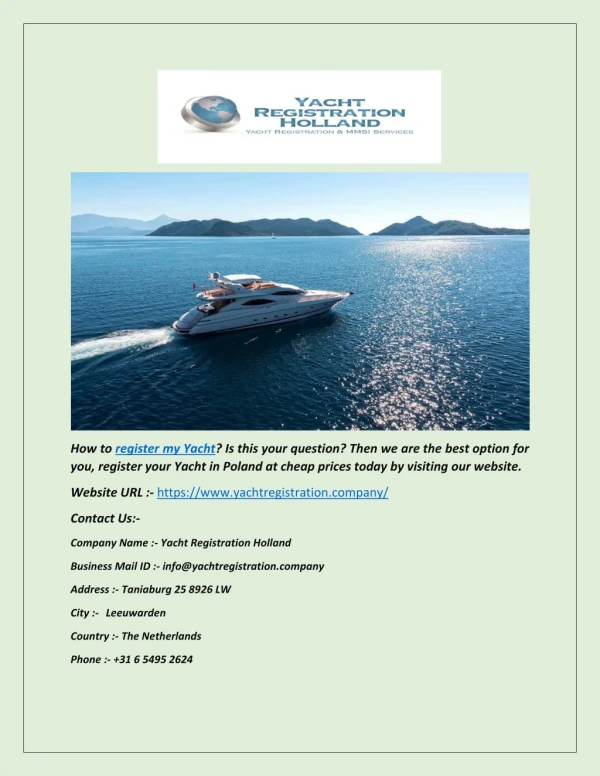 Register My Yacht in Poland - Yachtregistration.company