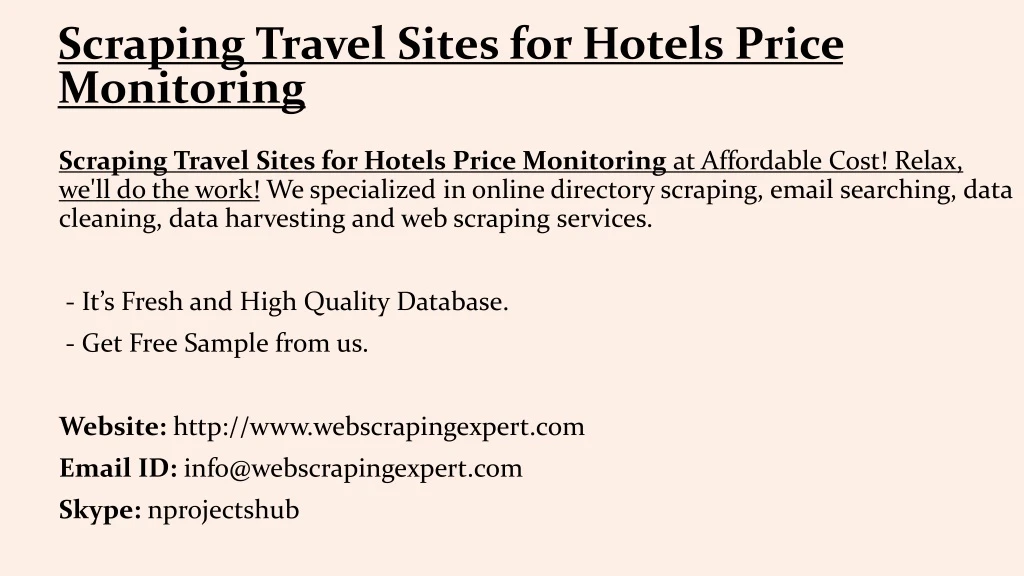 scraping travel sites for hotels price monitoring
