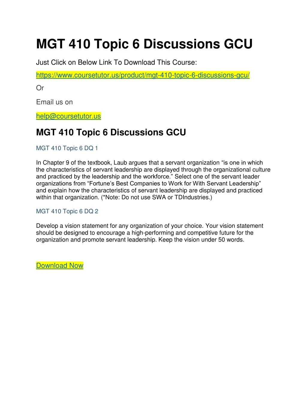mgt 410 topic 6 discussions gcu