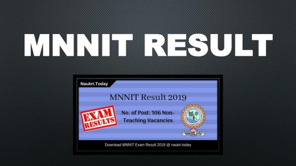 MNNIT Result 2019 For 106 Non Teaching Posts | Check MNNIT Cut Off