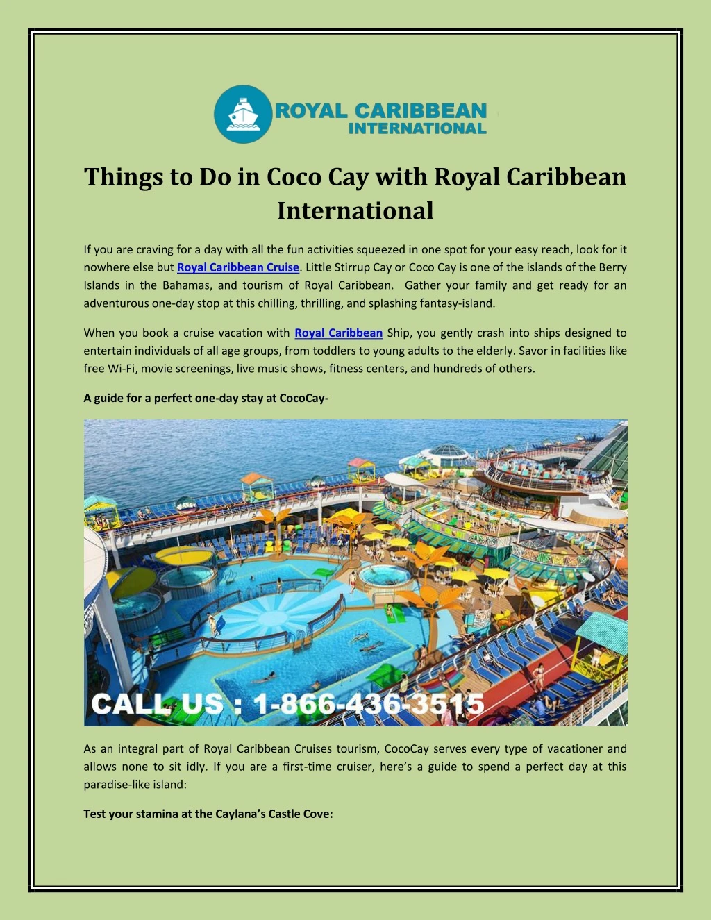 things to do in coco cay with royal caribbean