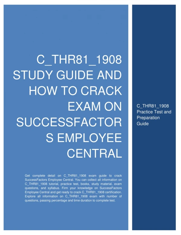 C_THR81_1908 Study Guide and How to Crack Exam on SuccessFactors Employee Central