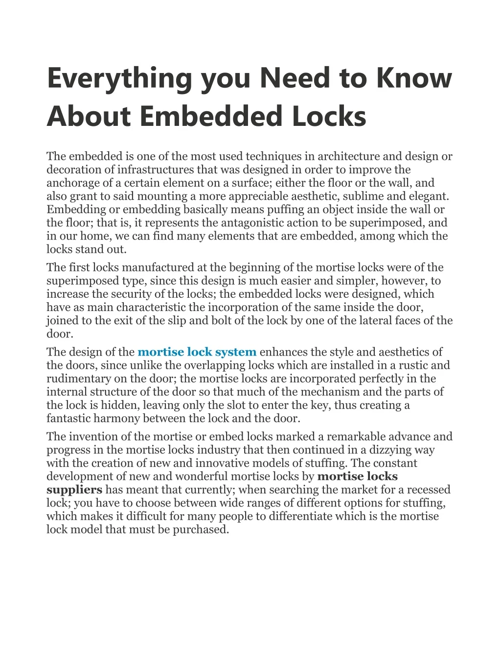 everything you need to know about embedded locks