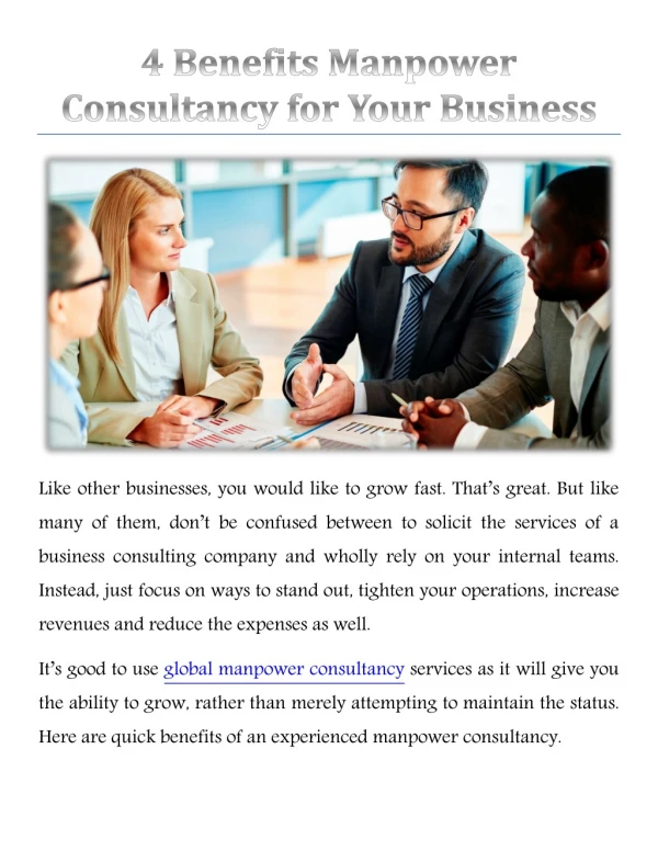 4 Benefits Manpower Consultancy for Your Business