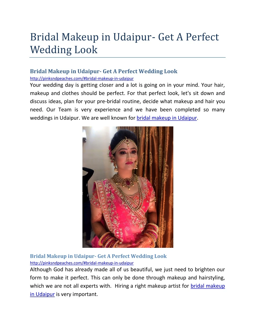 bridal makeup in udaipur get a perfect wedding
