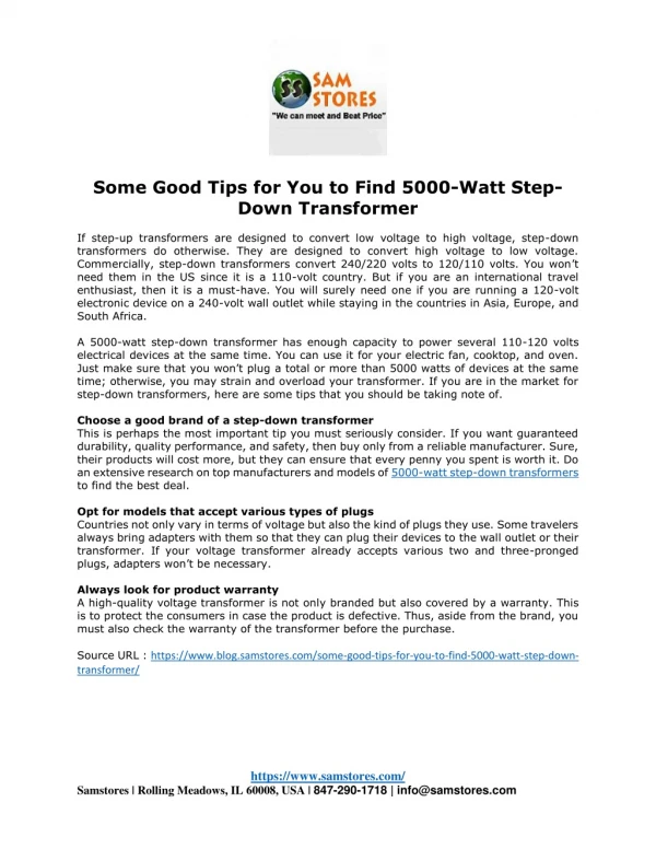 Some Good Tips for You to Find 5000-Watt Step-Down Transformer