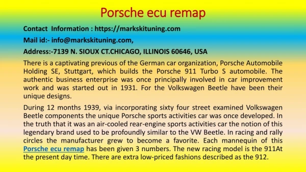 Little Known Ways to Porsche ecu remap