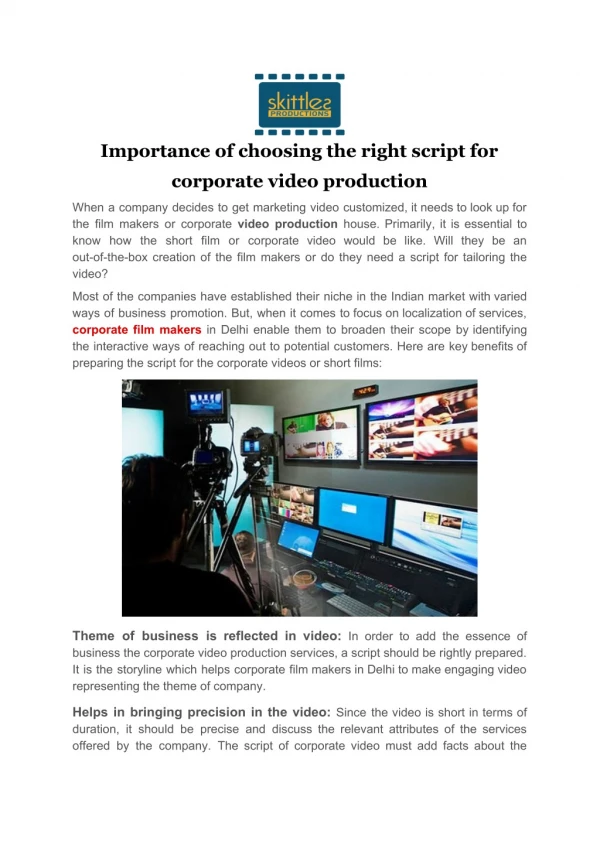 Importance of choosing the right script for corporate video production