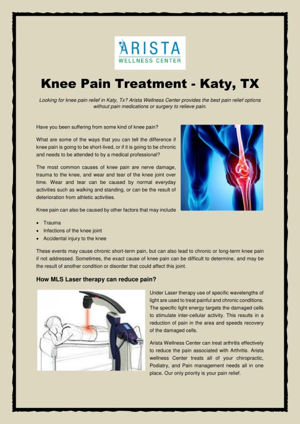 Knee Pain Treatment - Katy, TX