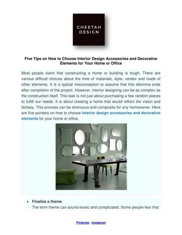 Interior Design Accessories And Decorative Elements