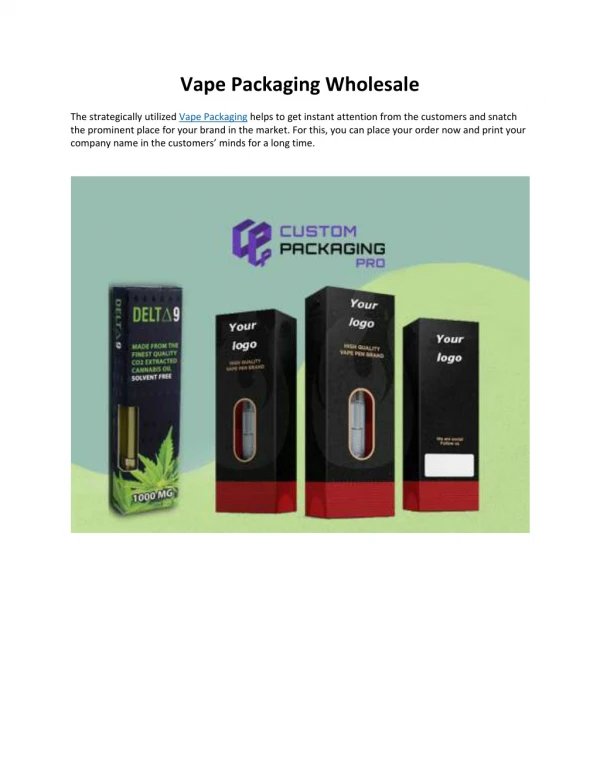 Vape Packaging Wholesale