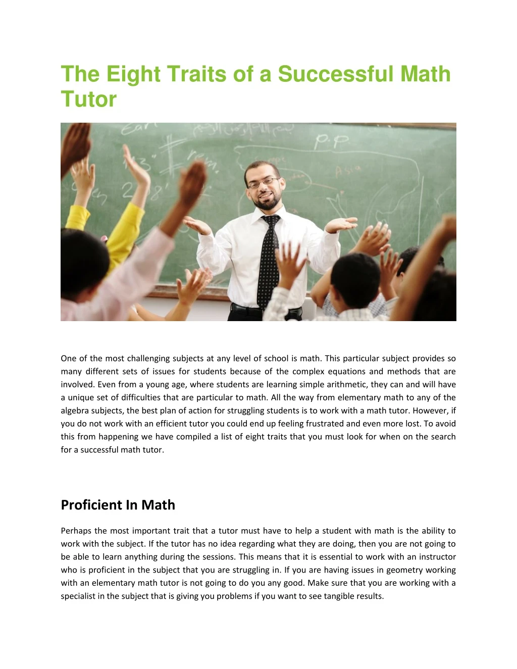 the eight traits of a successful math tutor