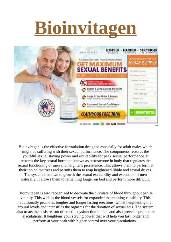 Bioinvitagen : Fix Your All Sexual Troubles & Stay You Energetic
