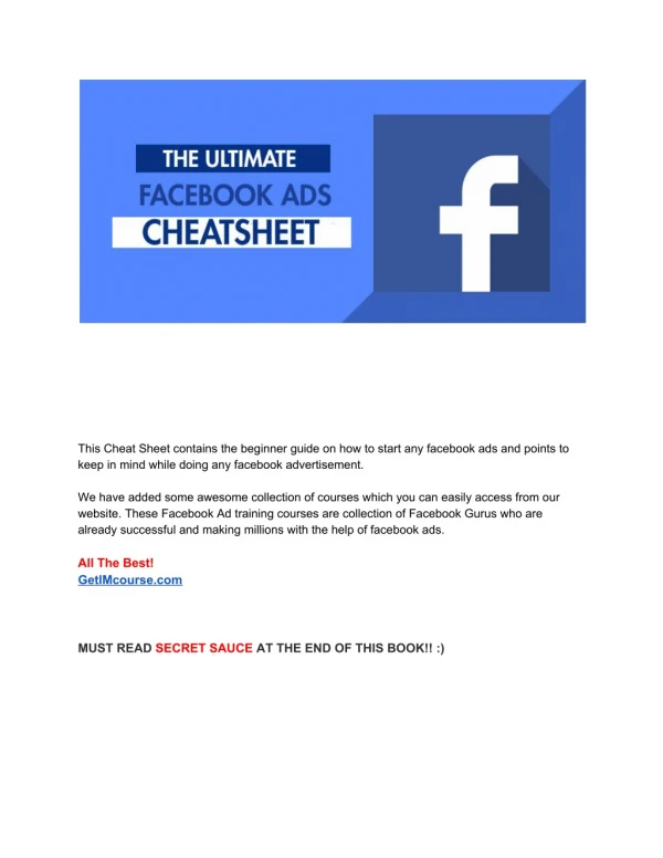 Facebook CheatSheet