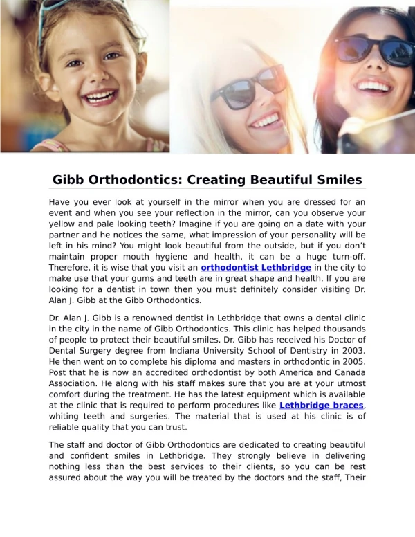 Gibb Orthodontics: Creating Beautiful Smiles