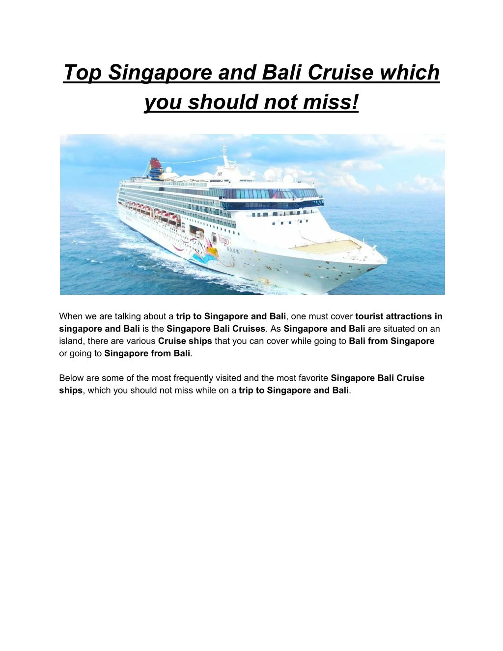 top singapore and bali cruise which you should