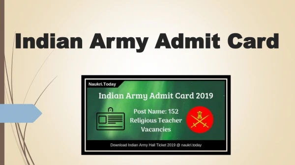 Indian Army Admit Card 2019 Religious Teacher Exam Hall Ticket & Date