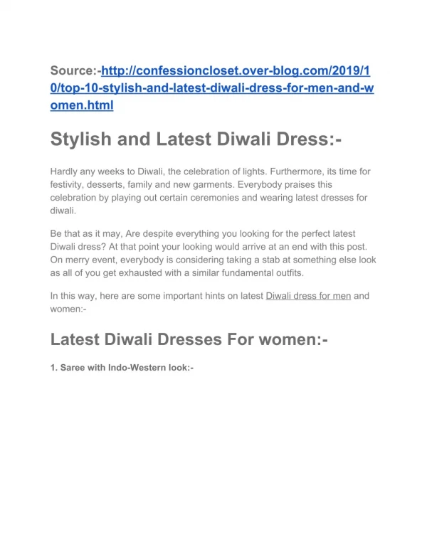 Top 6 Stylish And Latest Diwali Dress For Men And Women