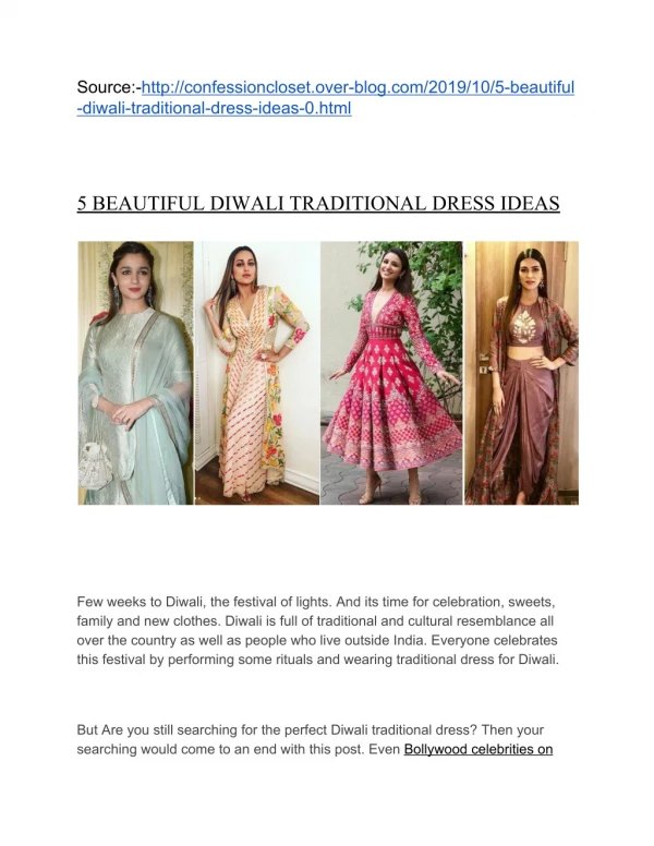 5 BEAUTIFUL DIWALI TRADITIONAL DRESS IDEAS